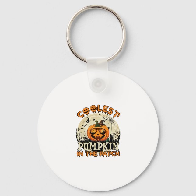 Coolest Pumpkin Patch Sunglasses Witch Hat Hallowe Keychain (Front)