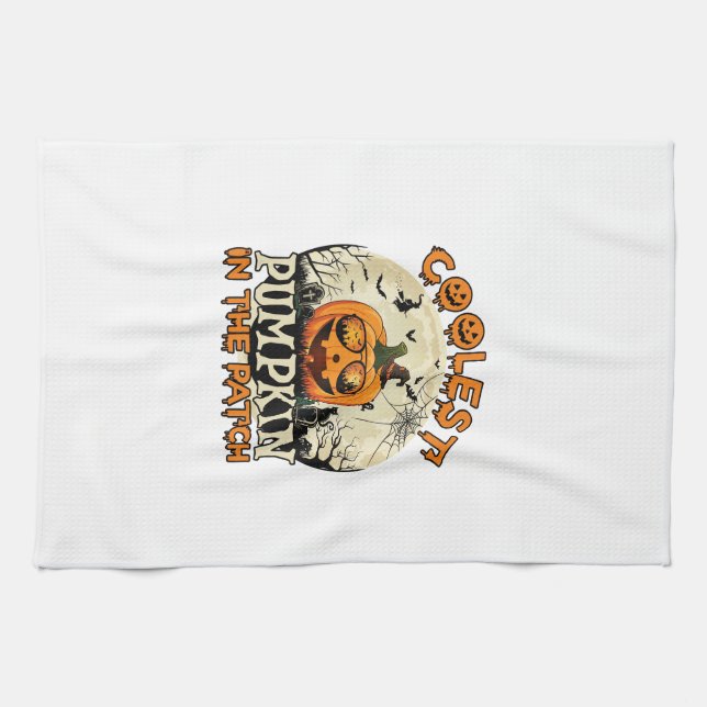Coolest Pumpkin Patch Sunglasses Witch Hat Hallowe Kitchen Towel (Horizontal)