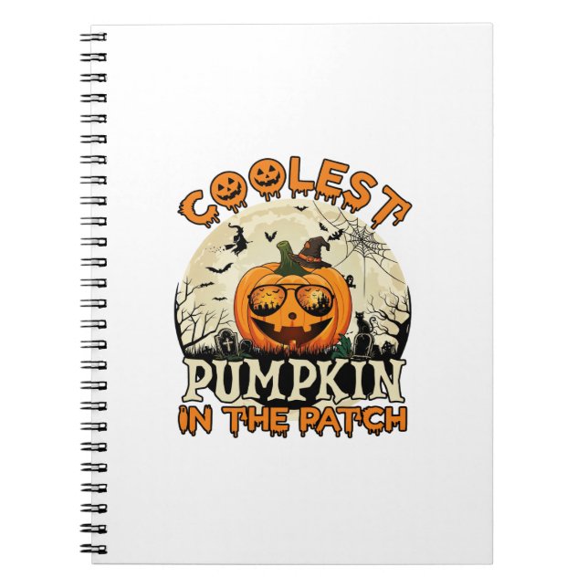 Coolest Pumpkin Patch Sunglasses Witch Hat Hallowe Notebook (Front)