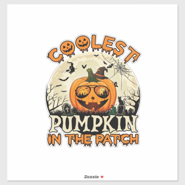 Coolest Pumpkin Patch Sunglasses Witch Hat Hallowe Sticker (Sheet)