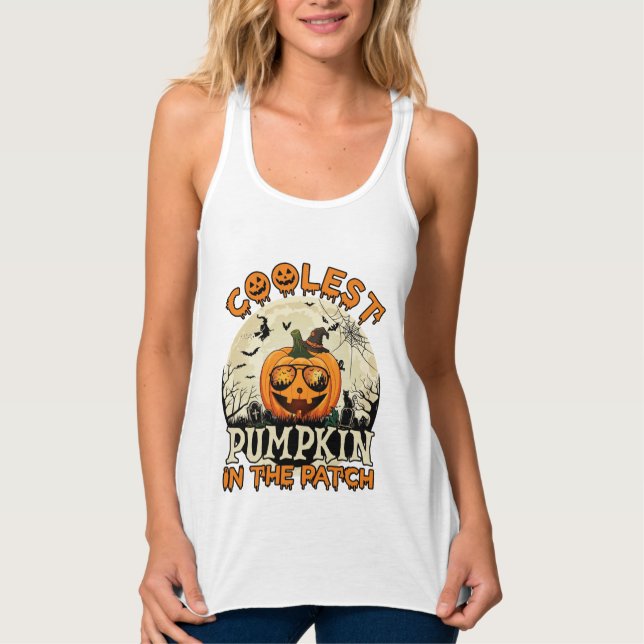 Coolest Pumpkin Patch Sunglasses Witch Hat Hallowe Tank Top (Front)