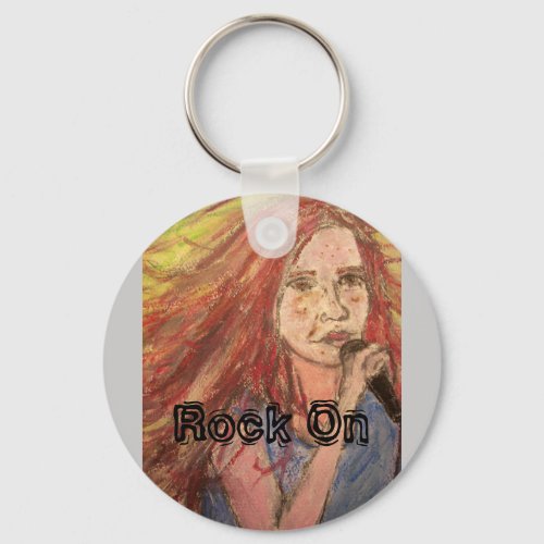Coolest Rocker Girl Rock On Keychain