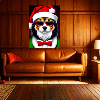 Coolest Santa Dog in Town | AI Art Poster