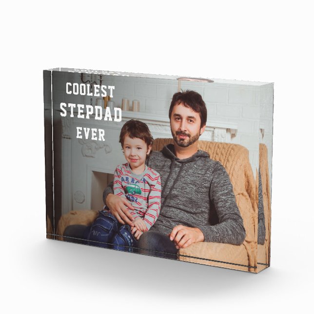 Coolest Stepdad Ever Personalized Photo Dad Acrylic Award (Right)
