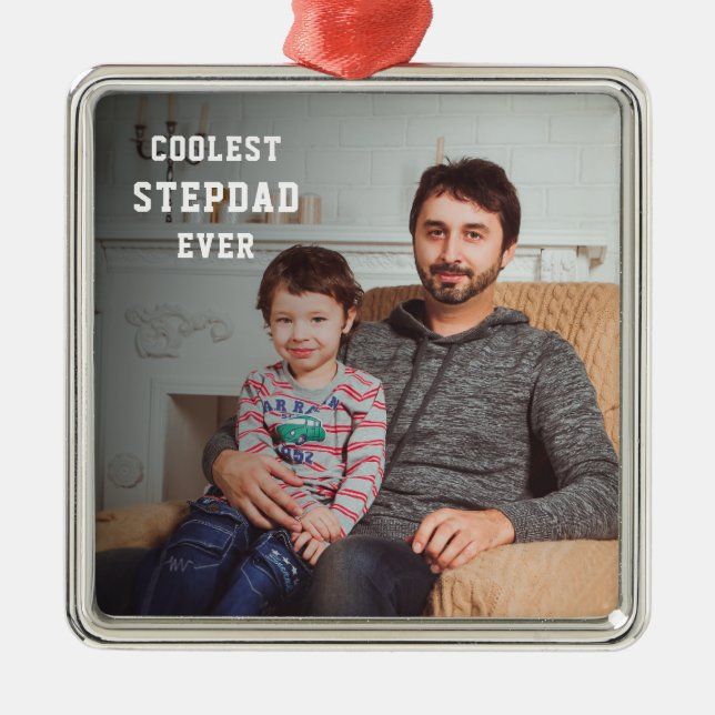 Coolest Stepdad Ever Personalized Photo Dad  Metal Ornament (Front)