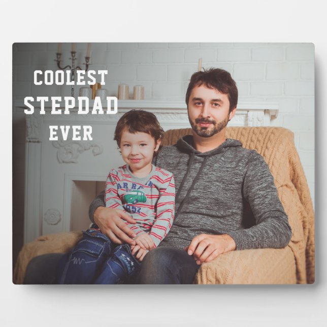 Coolest Stepdad Ever Personalized Photo Dad Plaque (Front)
