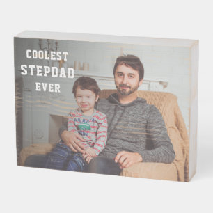 Coolest Stepdad Ever Personalized Photo Dad Wooden Box Sign