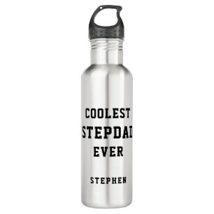 Coolest Stepdad Ever Typography Personalized Dad Stainless Steel Water Bottle