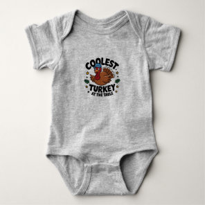 Coolest Turkey At The Table Thanksgiving Dinner Baby Bodysuit