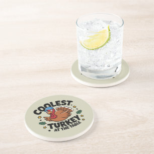 Coolest Turkey At The Table Thanksgiving Dinner Coaster