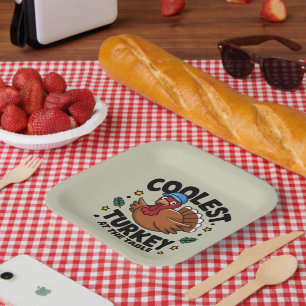 Coolest Turkey At The Table Thanksgiving Dinner Paper Plates