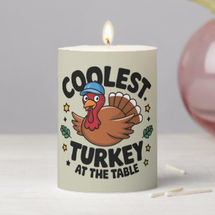 Coolest Turkey At The Table Thanksgiving Dinner Pillar Candle