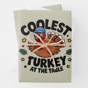 Coolest Turkey At The Table Thanksgiving Dinner Wrapping Paper Sheets