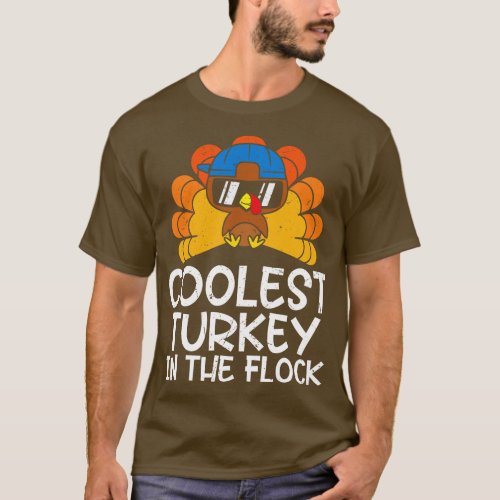 Coolest Turkey In The Flock Boys Thanksgiving Kids T_Shirt