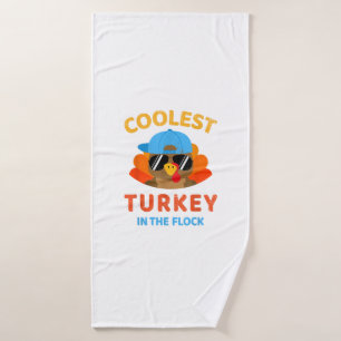 Coolest turkey in the flock for kids toddler thank bath towel