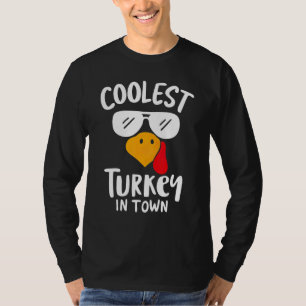Coolest Turkey in Town Boys Thanksgiving Funny Aut T-Shirt