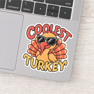 Coolest Turkey Kids Thanksgiving Sticker