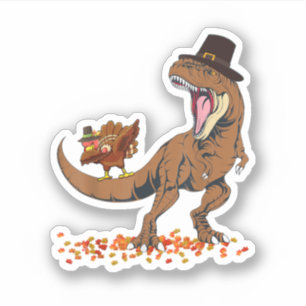 Coolest Turkey Trex Dinosaur Happy Thanksgiving Bo Sticker