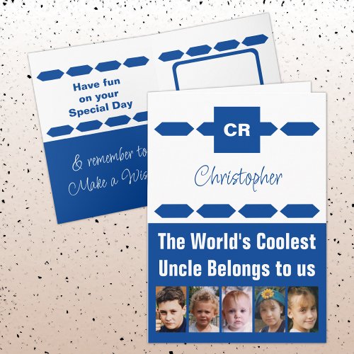 Coolest Uncle 5 photo blue white birthday