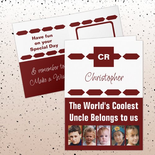 Coolest Uncle 5 photo burgundy white birthday