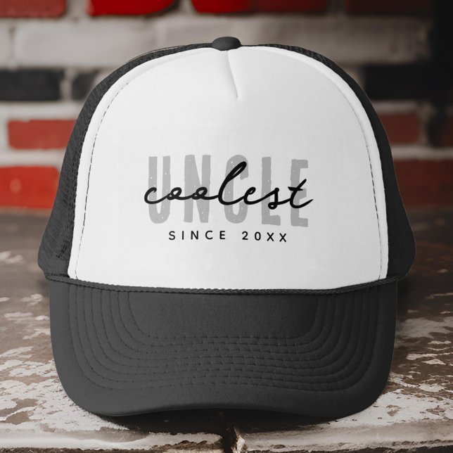 Coolest Uncle Modern Elegant Simple Father's Day Trucker Hat (Creator Uploaded)