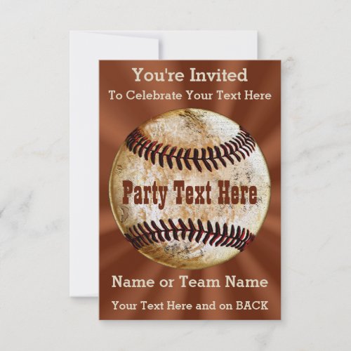 Coolest Vintage Baseball Invitations YOUR TEXT Invitation