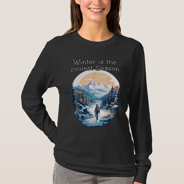 Coolest Winter Adventures with Mountains and Snow T-Shirt (Front)