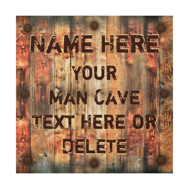 Coolest Wooden Rustic Man Cave Signs PERSONALIZED (Front)