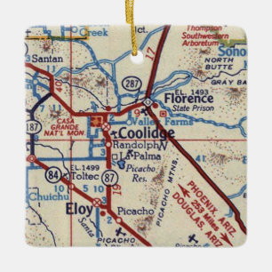 Coolidge Arizona Vintage Map Ceramic Ornament