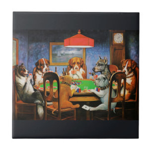 Coolidge Classic Vintage Dog Poker Game Art Ceramic Tile