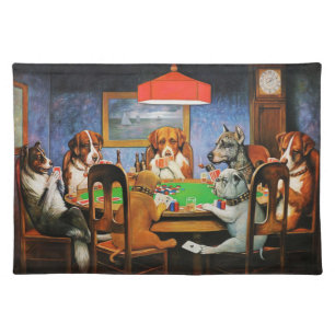 Coolidge Classic Vintage Dog Poker Game Art Cloth Placemat