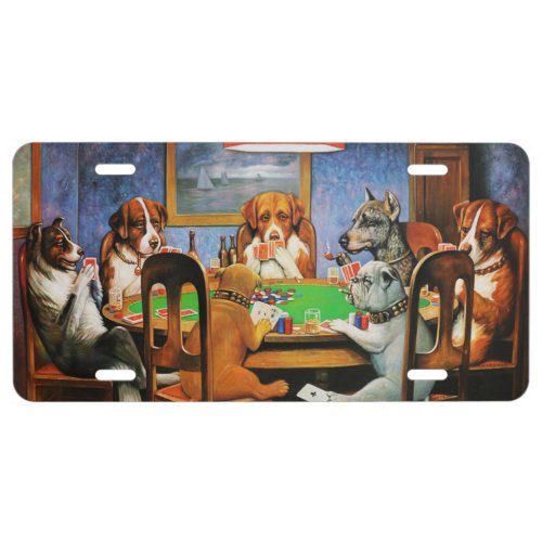 Coolidge Classic Vintage Dog Poker Game Art License Plate