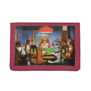Coolidge Classic Vintage Dog Poker Game Art Tri-fold Wallet