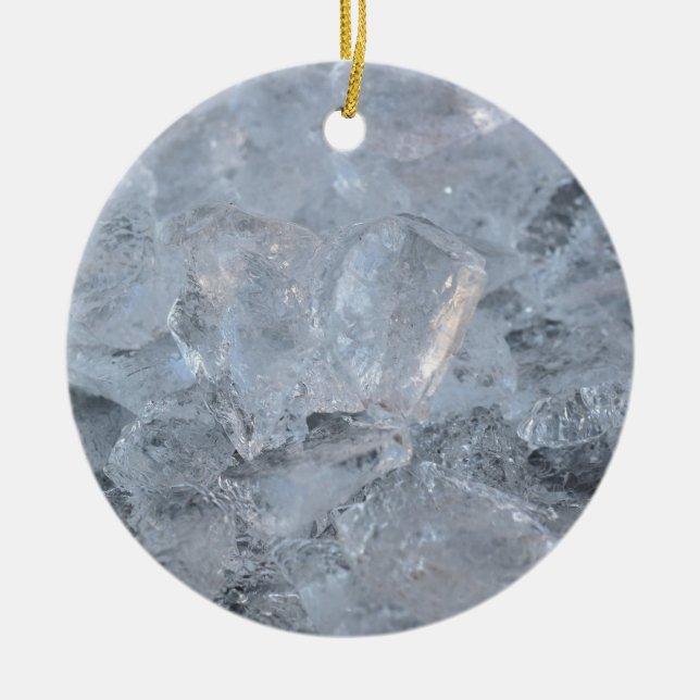 Cooling Ice Cube Texture Image Ceramic Ornament (Front)