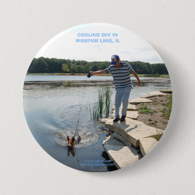 COOLING OFF IN WAMPUM LAKE, IL BUTTON (Front)