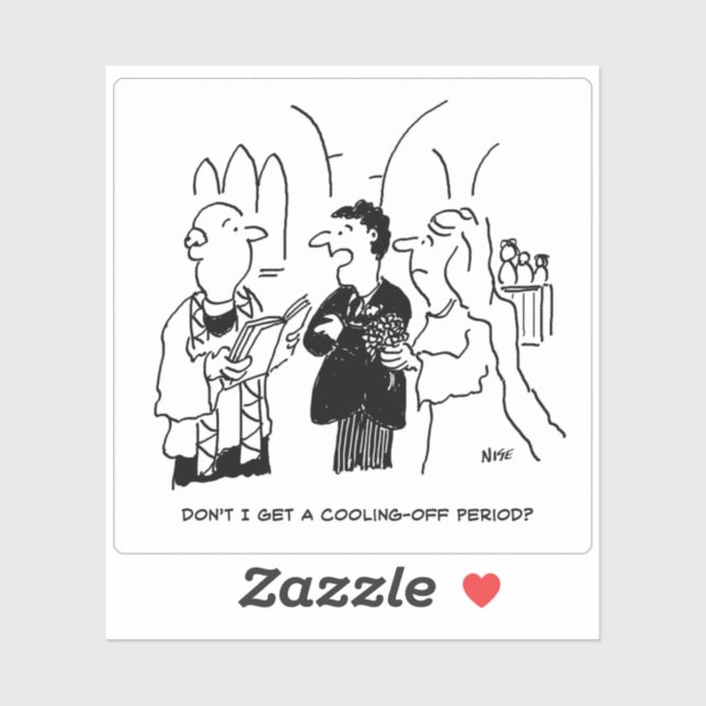 Cooling Off Period Wedding Cartoon. Sticker (Sheet)