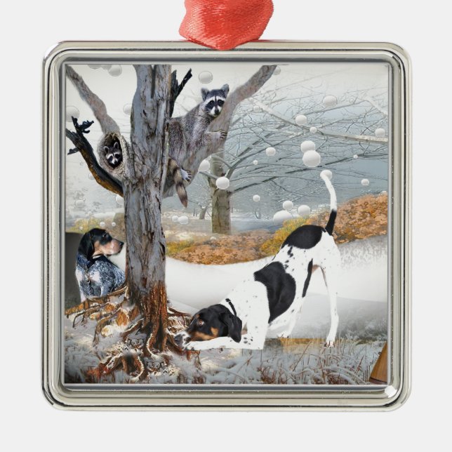 Coon Dog Hunt Metal Ornament (Front)