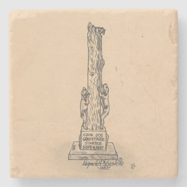 Coon Dog Marker Marble Stone Coaster (Front)