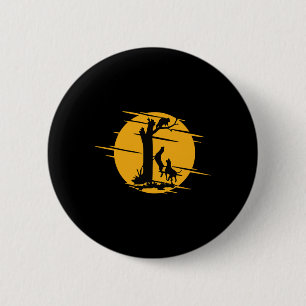 Coon Hound Dog Treeing A Raccoon Howling - Fun Coo Button