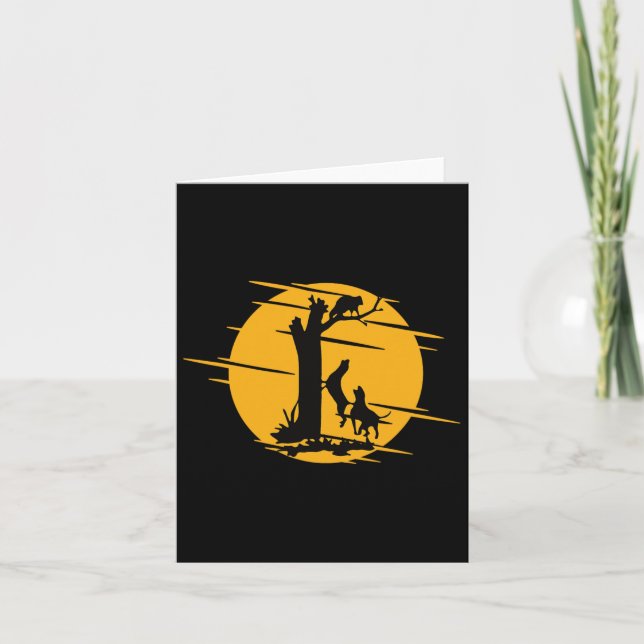 Coon Hound Dog Treeing A Raccoon Howling - Fun Coo Card (Front)