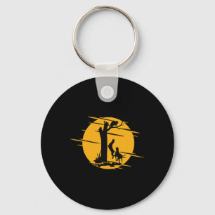 Coon Hound Dog Treeing A Raccoon Howling - Fun Coo Keychain