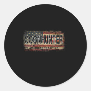 Coon Hunter American Flag Vintage Style Coon Hunti Classic Round Sticker