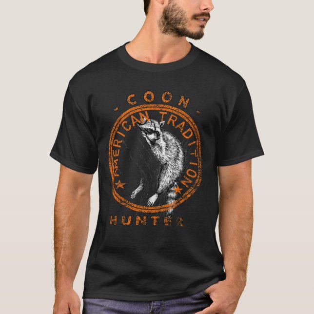 Coon Hunter American Patriotic Raccoon Hunting Tra T-Shirt (Front)