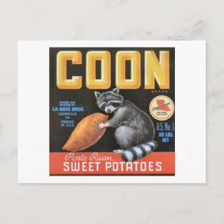 Coon "Porto Rican" Sweet Potatoes Vintage Label Postcard