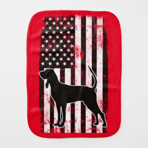 Coonhound Against American Flag Baby Burp Cloth