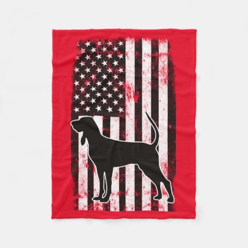 Coonhound  American Flag  Fleece Blanket