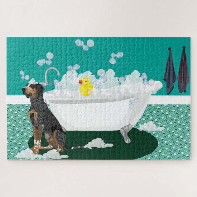 Coonhound Bathtime Puzzle (Horizontal)
