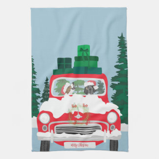 Coonhound Christmas Car Kitchen Towel