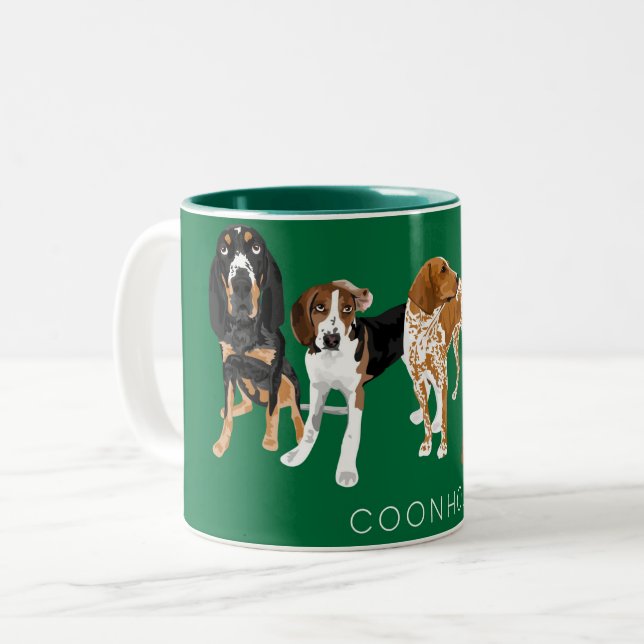 Coonhound Dad Green Two-Tone Coffee Mug (Front Left)