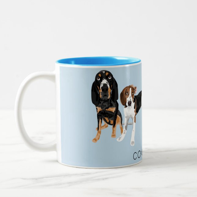 Coonhound Dad light blue Two-Tone Coffee Mug (Left)